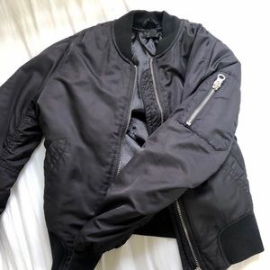 Topshop Satin Lined Black Bomber Jacket